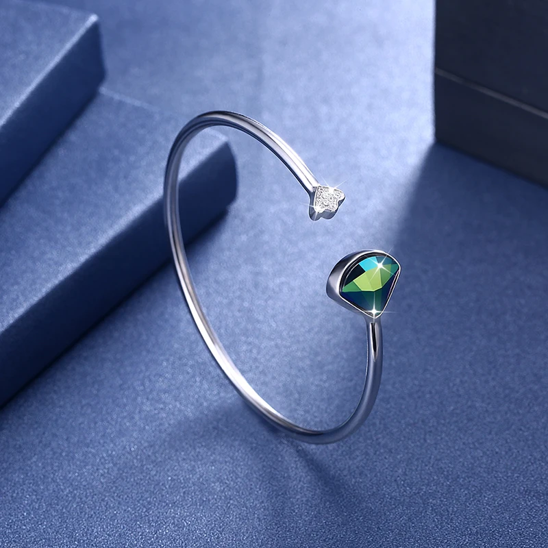 Женский Открытый браслет с кристаллами Swarovski серебро 925 пробы|Гибкие и жесткие