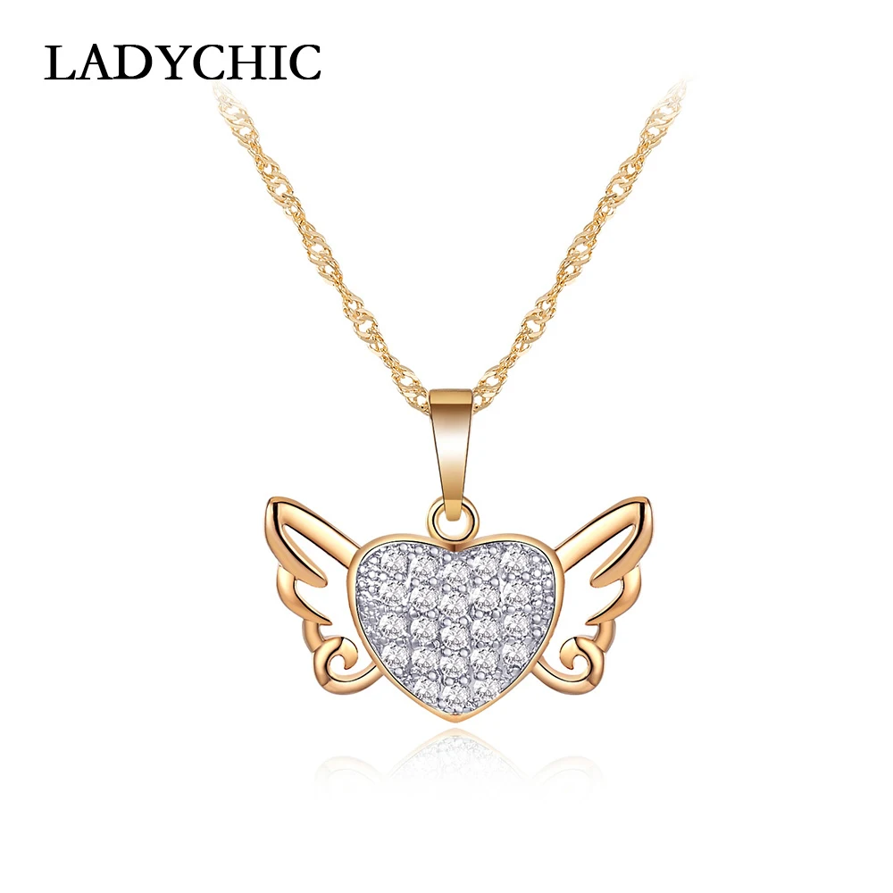 LADYCHIC золотого цвета в форме сердца Милая подвеска выложенная Женская модная