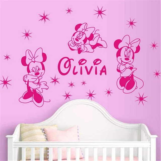 Минни мыши Стикеры для домашнего декора пользовательское имя украшения дома