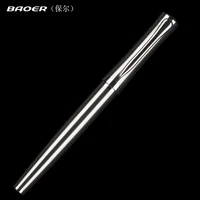 baoer 3035 stainless steel metal roller ball pen high quality silver clip roller ball pen business school supplies