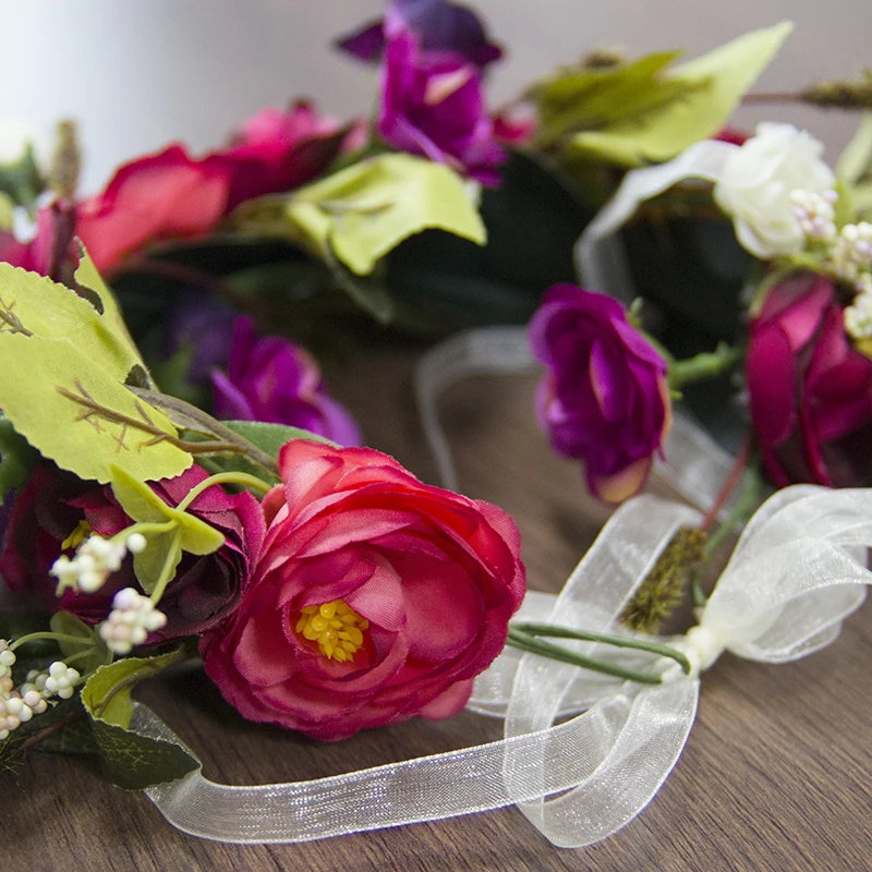 

1pc Women Rose Flower Headband Crown for Bridesmaid Garland Floral Crown Handmade Bride Flower Tiaras Rose Headband Accessories
