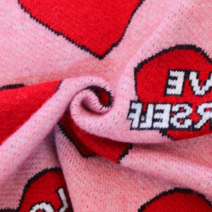 Harajuku sweater women Sweet heart love contrast color block letters autumn winter multicolored pink knit warm pullovers DY343 | Женская