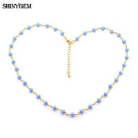 shinygem colorful crystal chakra choker necklace 4x6mm abacus beads natural crystal rhinestone long necklaces for women gift
