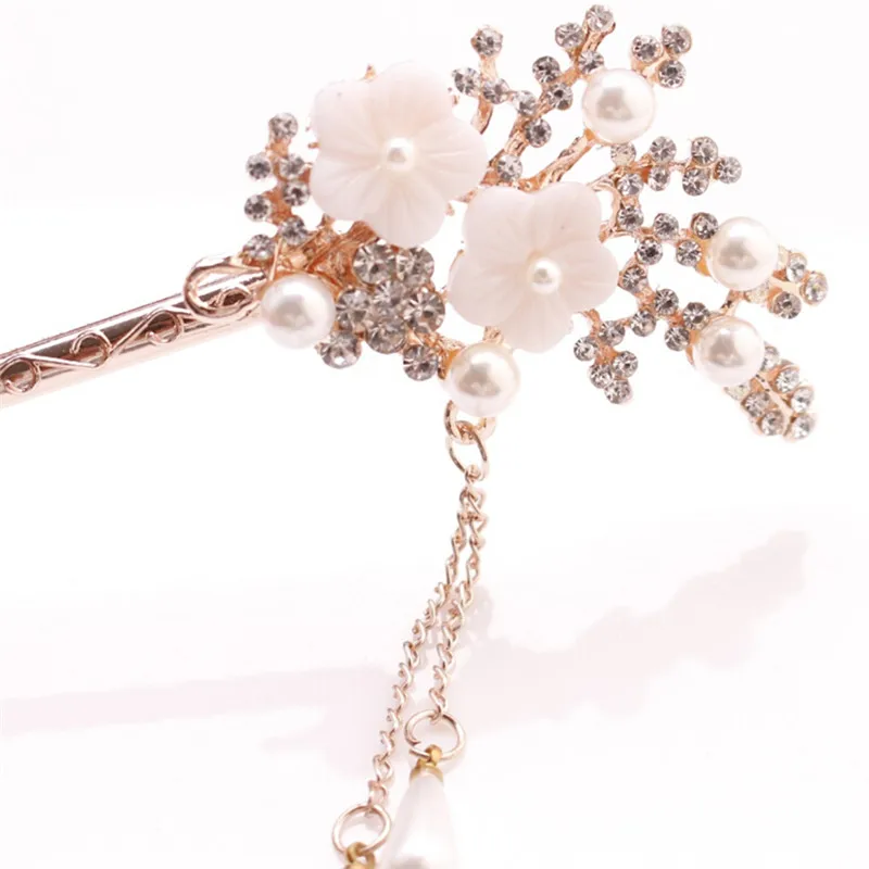 

Alloy Rhinestone Pearl Hair Jewelry Hair Sticks Step Shake Han Chinese Bridal Hair Accessories Hairpin
