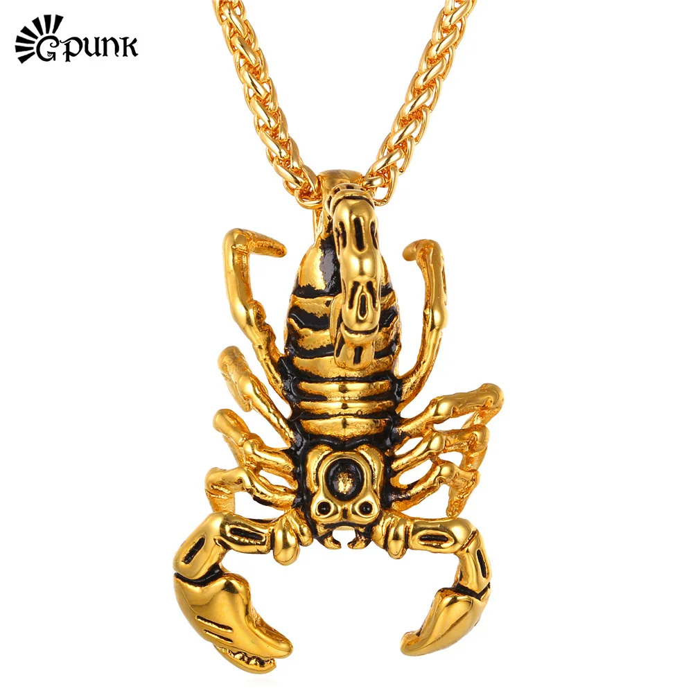 Подвеска в стиле G панк рок Скорпион из нержавеющей стали золотого цвета черного