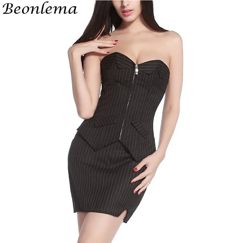 Женский корсет на молнии BENOLEMA черная юбка в полоску Размер 6XL бюстье|Бюстье и