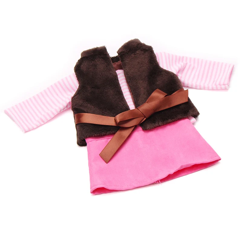 Оптовая Продажа Одежда для кукол модный костюм коричневый жилетка + розовое