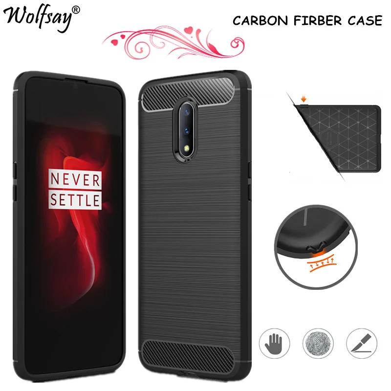 Чехол из углеродного волокна Wolfsay для OnePlus 7 чехол с резиновым бампером