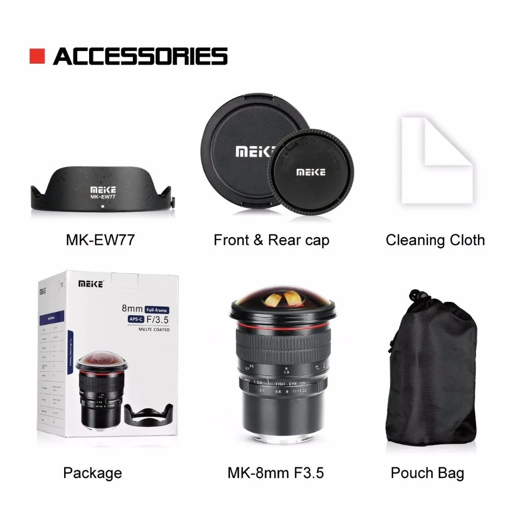 Широкоугольный объектив Meike 8 мм f/3,5 «рыбий глаз» для камеры Nikon D3400 D5500 D5600 D7000 DSLR с APS-C/полной рамкой+ Бесплатный подарок