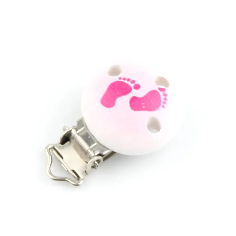 5Pcs Feet Wooden Baby Pacifier Clips Holders Cute Infant Soother Clasps Accessories 4.4x2.9cm Wood Metal for DIY Teethers | Украшения и