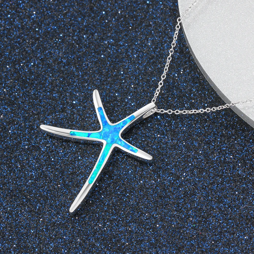 

S925 sterling s-ilver blue sea star pendant necklace summer fashion s-ilver necklace seaside holiday tourist souvenir gift