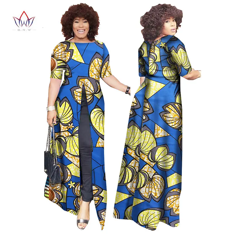 Африканский dashiki африканских платья повседневные Прямые сплит печати Африканский принт хлопок Одежда Сорочка африканского Femme brw WY852