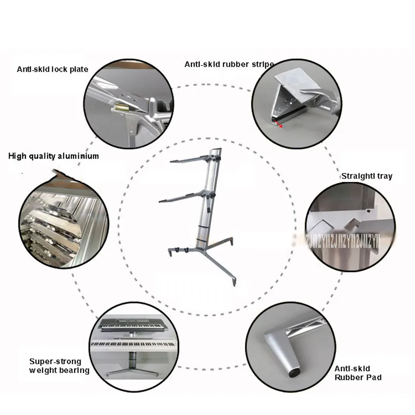 2 Layer Aluminum Alloy Digital Piano Frame Rack Music Stand Holder Height Adjustable Lightweight For Performance KS Series | Спорт и