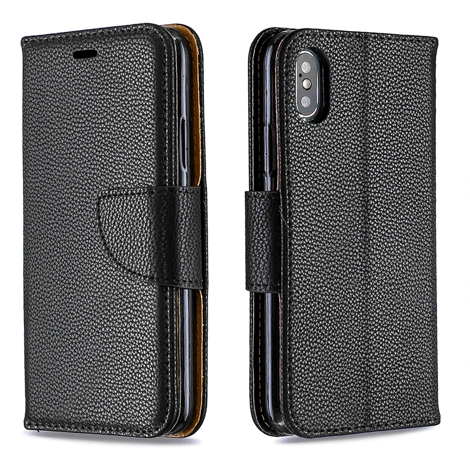 Чехол книжка для iPhone XS Max однотонный бумажник с зернистой фактурой X XR 6 6S 7 8 Plus 7P P
