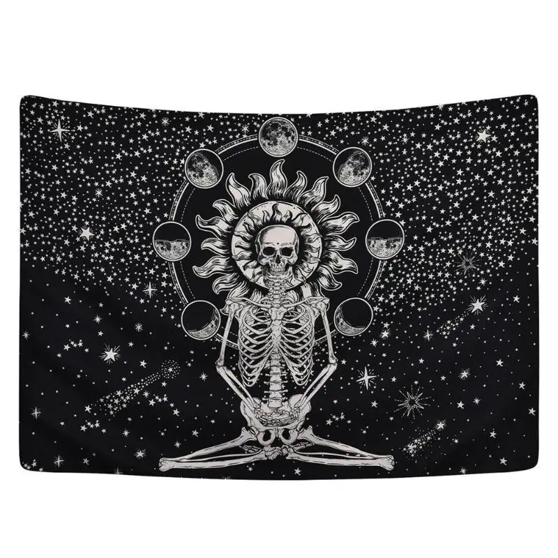 Mandala Skull Printed Tapestry Wall Hanging Blanket Yoga Mat Bedroom Decor Bohemian Beach Towel Tablecloth Halloween Tapestry - Цвет: 01