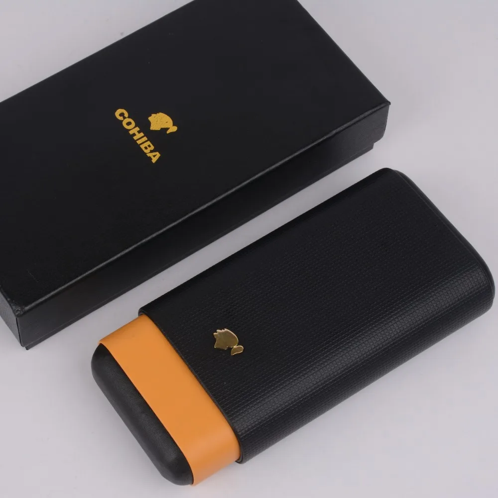 Кожаный чехол для сигар Cohiba Дорожный Чехол из кедрового дерева с 3 трубками
