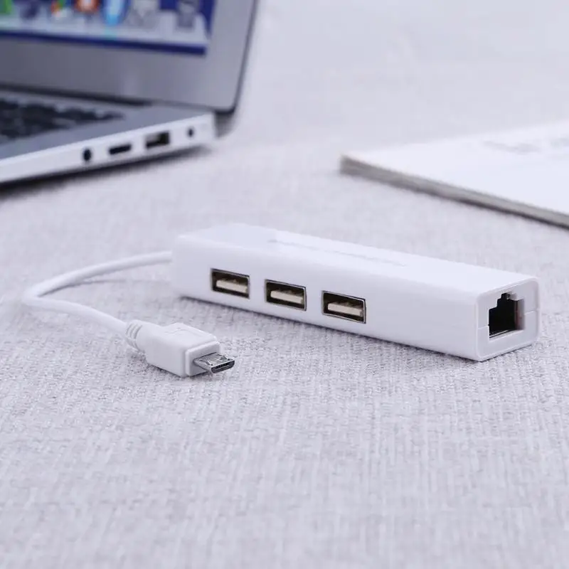 Micro USB 2 0 концентратор в сеть LAN адаптер Ethernet RJ45 с 3 портами 10/100 Мбит/с Проводная