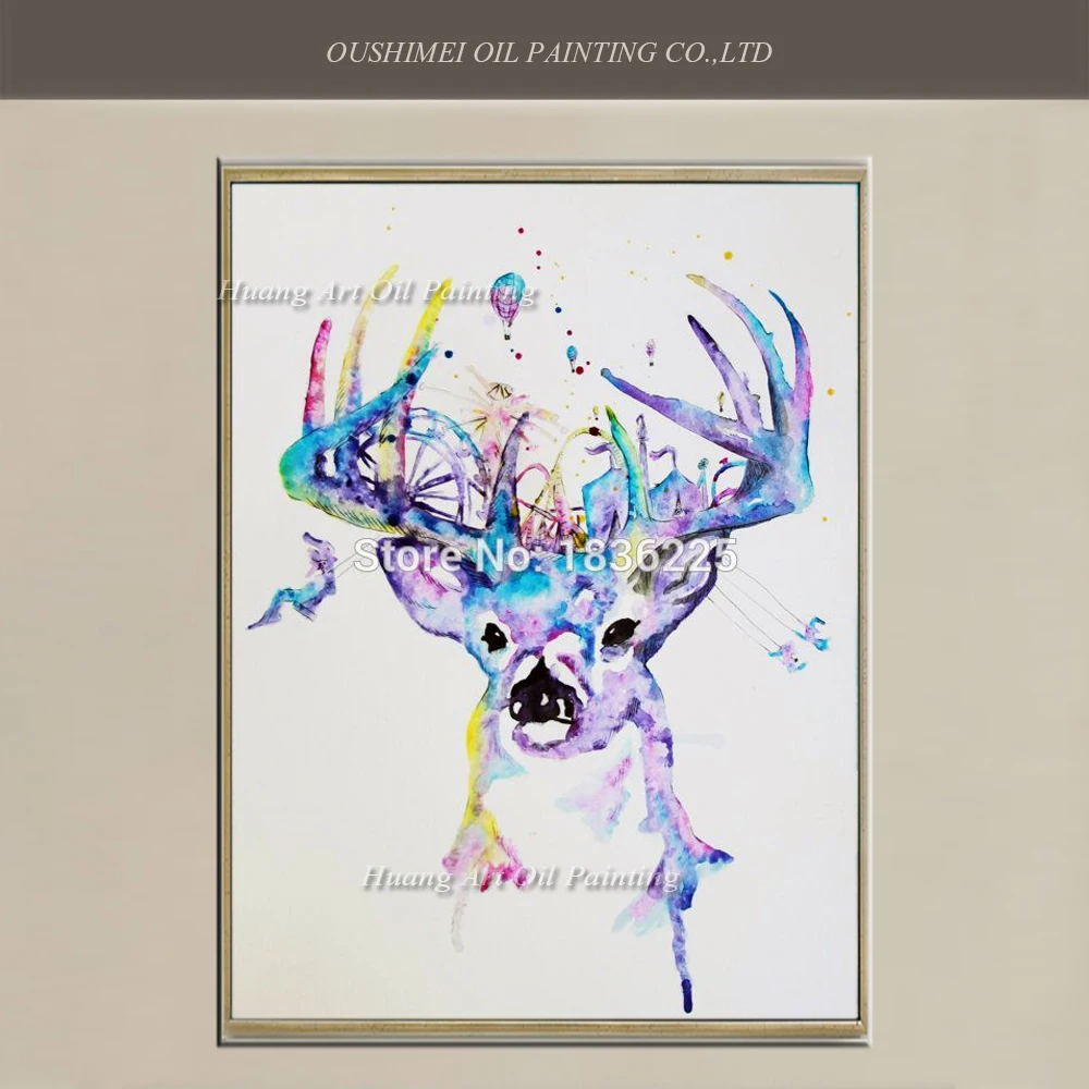 Картина маслом на холсте ручной работы современные картины с милыми оленями