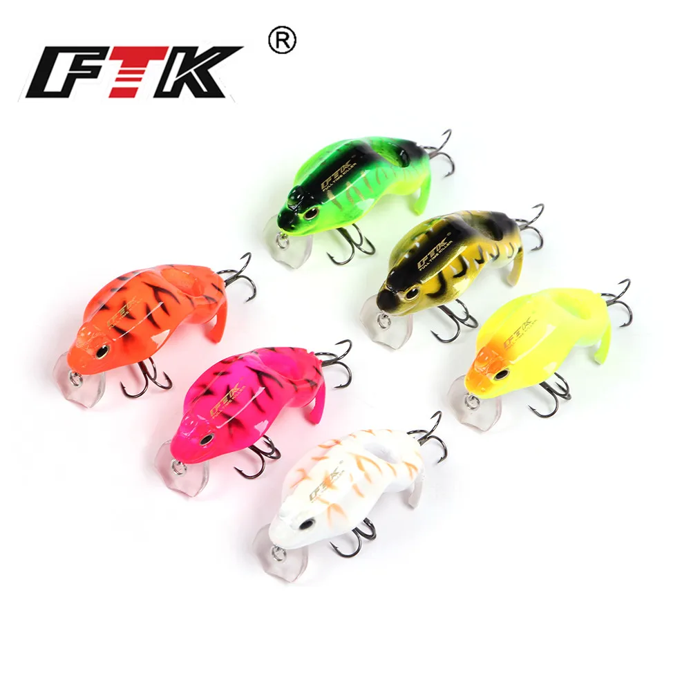 FTK Colorful Hard Frogs Fishing Lure basslure 1pcs/lot 60mm 8g Floating Topwater Fish Wobbler Artificial Crankbait lures | Спорт и