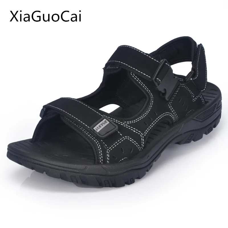 Xiaguocai 2017 новое поступление мужские сандалии из натуральной кожи однотонные