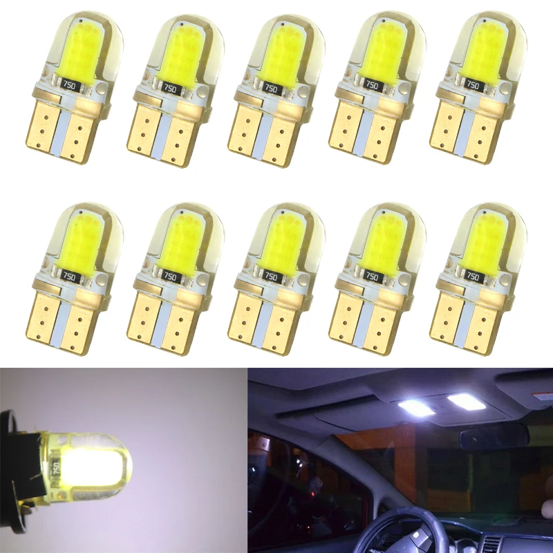 10 шт. Авто T10 холодный белый 194 W5W 168 COB 8 SMD кварцевая Автомобильная светодиодный