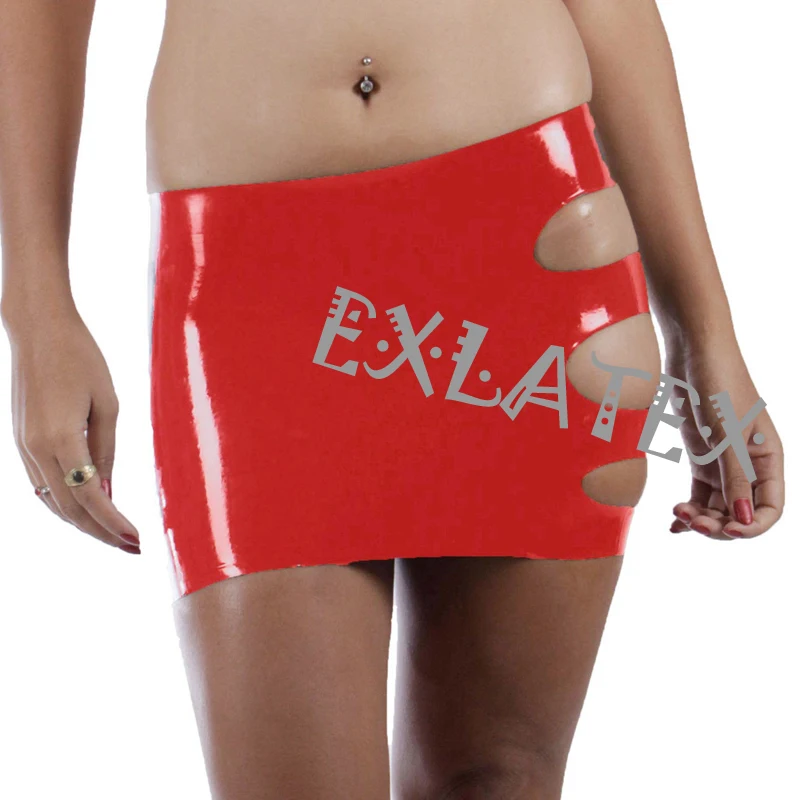 Юбка карандаш Женская из латекса кожаная короткая мини юбка с открытыми бедрами