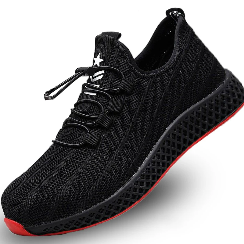 

mens big size breathable mesh steel toe caps working safety shoes anti-pierce platform building site worker security boots male