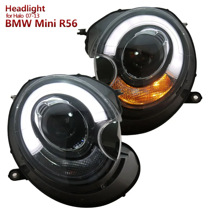 

for BMW MINI Cooper Clubman R55 R56 R57 LED Projector Headlights Assembly fit 2007-2013 year car Halo models