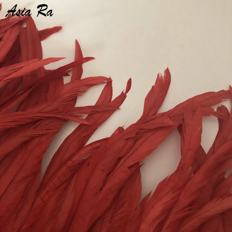 10 Meters Red chicken feather trims 30-35cm christmas decorations for home Rooster tails Feather fringes strips | Дом и сад