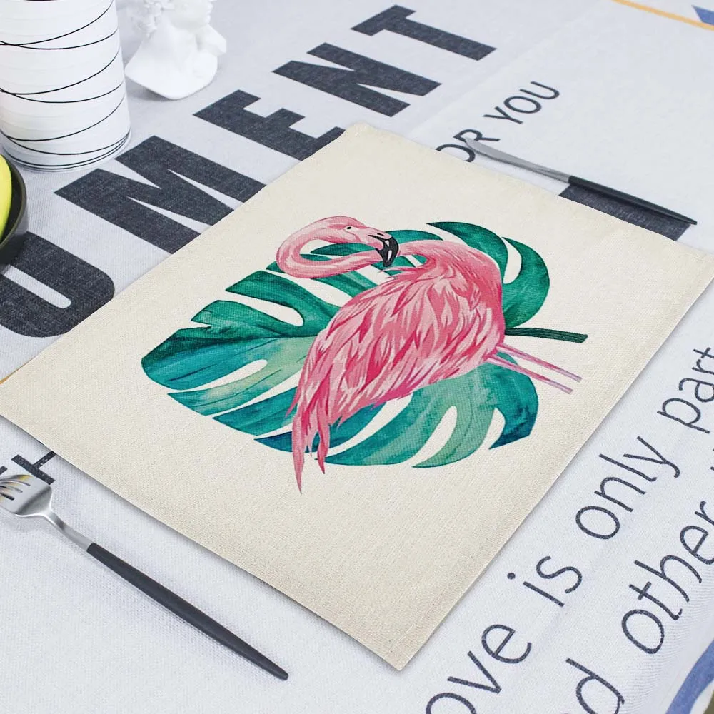 Flamingo Napkin 42X32Cm Linen Tea Towel Rectangle Decorative Paper Napkins Fabric Kitchen Napkins On The Table Mats For Weddings - Цвет: CD8-3