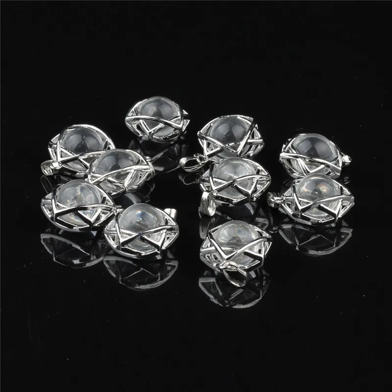 Clear Crystal 10 шт. натуральный камень шестиконечная звезда кулон полый умный Аметист шаровой Маятник Фиолетовый целительная Рейки Чакра Декор кристалл - Окраска металла: Clear Crystal