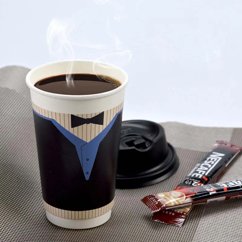 100 шт одноразовые бумажные кофейные чашки плед утолщение гофрированный молочный