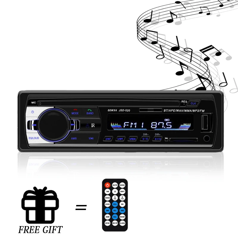 Автомагнитола с Bluetooth автомагнитола FM радио Aux входом SD USB 12 В 1 Din мультимедийный