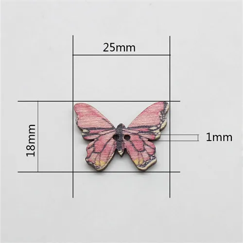 50 piece butterfly Мультяшные деревянные пуговицы с бабочками Швейные аксессуары для одежды DIY ремесло и скрапбукинг украшения 2 отверстия боты - Цвет: 50 piece butterfly