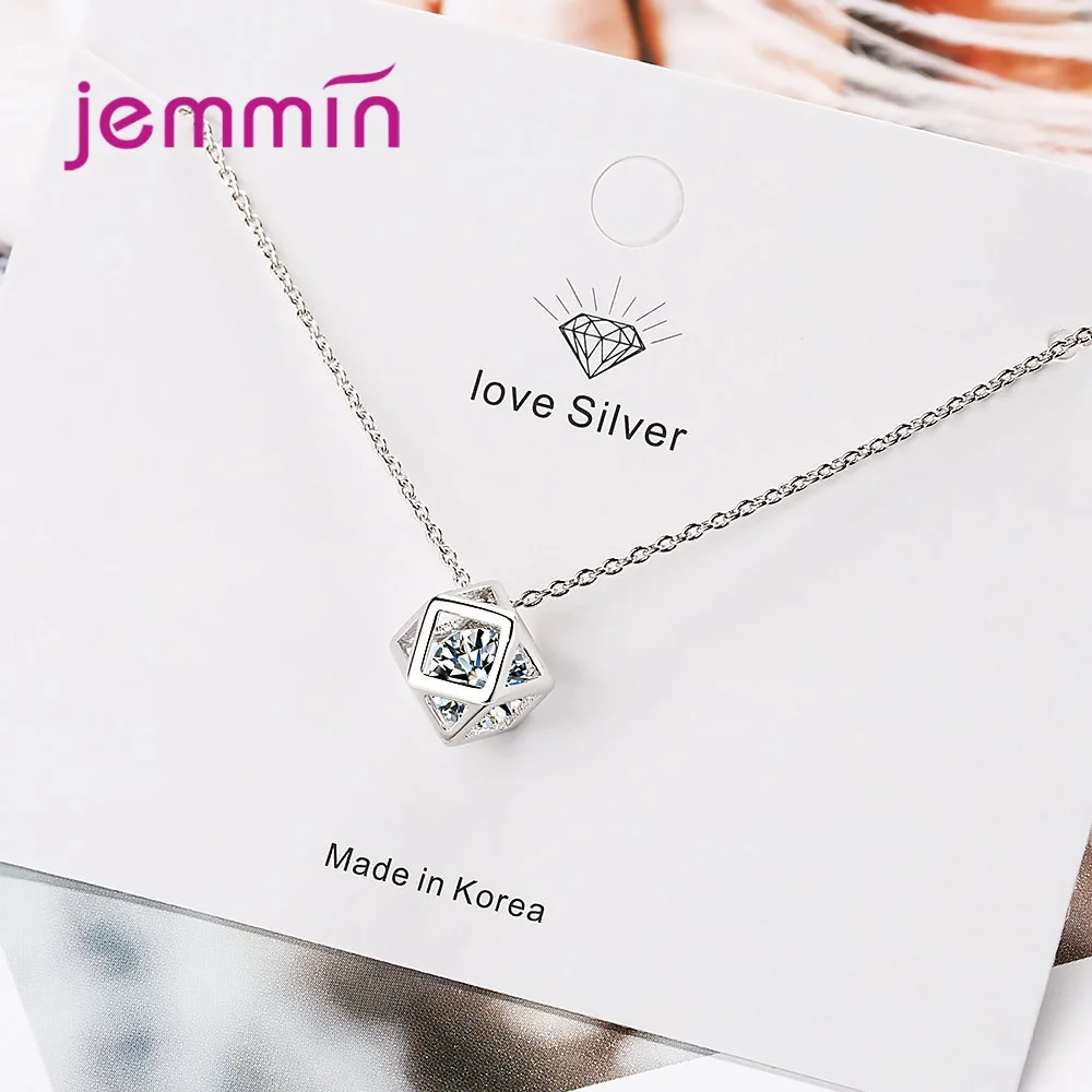 Новое ожерелье из стерлингового серебра 925 пробы с сверкающим кубическим