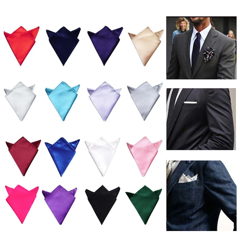 Распродажа Мужской Атласный однотонный Карманный квадратный носовой платок для