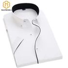 MACROSEA мужская деловая рубашка с коротким рукавом, Мужская черная Строгая рубашка с воротником на пуговицах, Строгая рубашка для работыофиса, Летний стиль