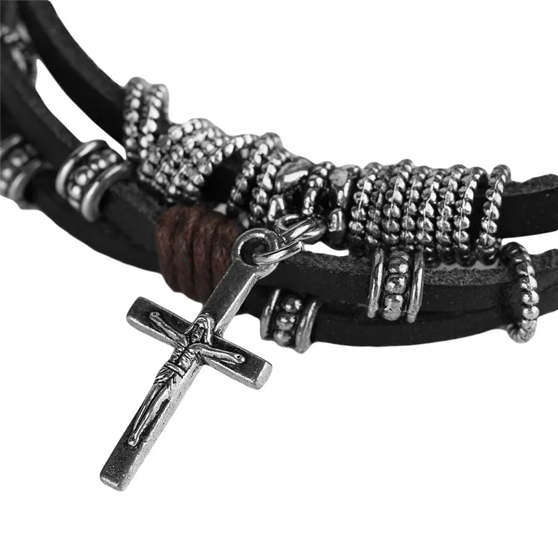 Стильные Многослойные женские и мужские браслеты в стиле панк винтажные ручной