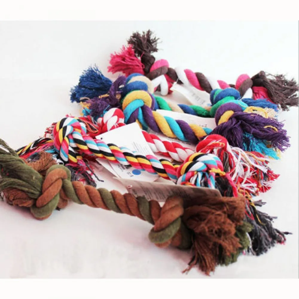 Pet Dog Teeth Clean Puppy Cotton Chew Rope Knot Supplie Durable Braided Bone Toy Funny Tool 17cm (Random) and 18 cm |