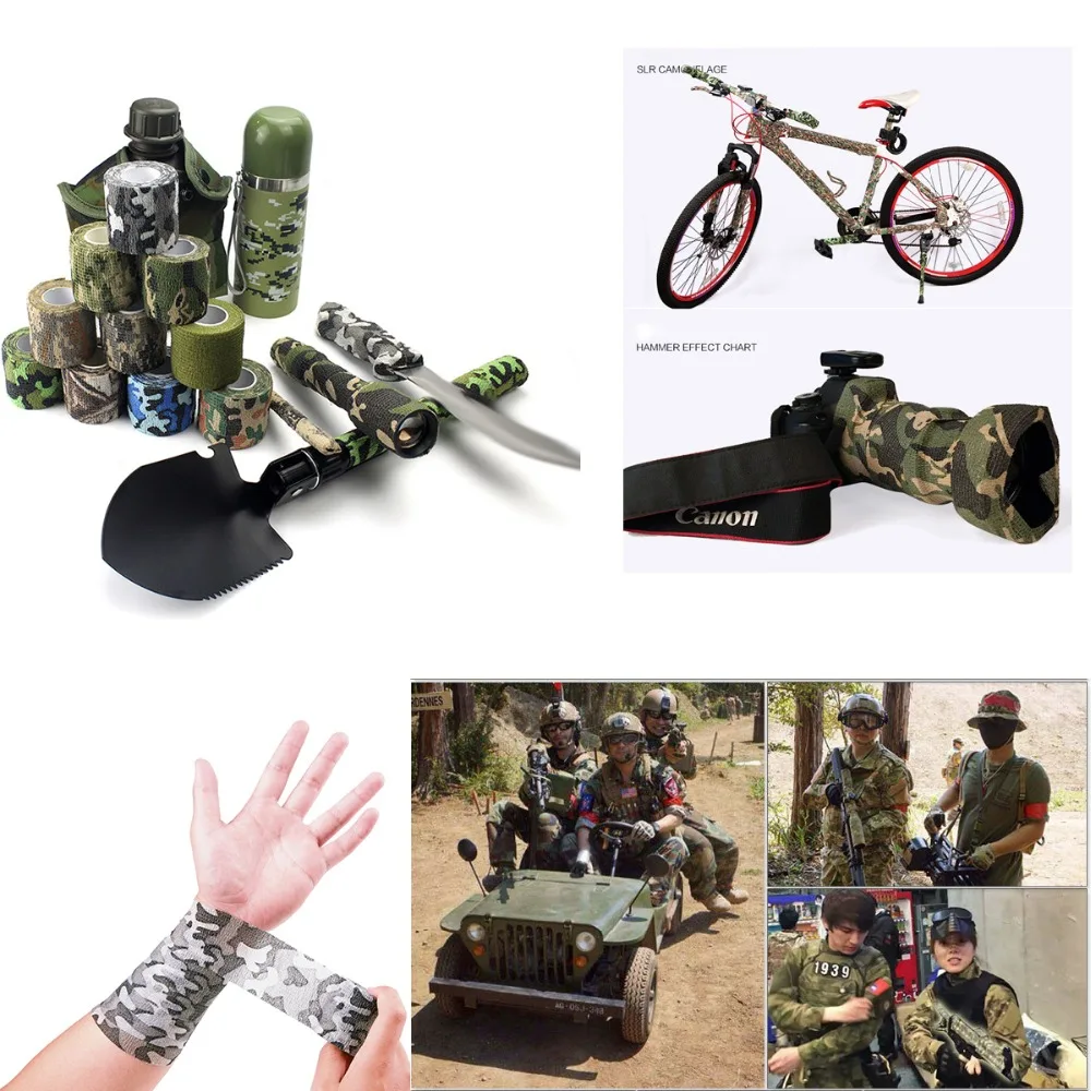3 рулона камуфляжная эластичная повязка для камеры телескоп тактическая лента