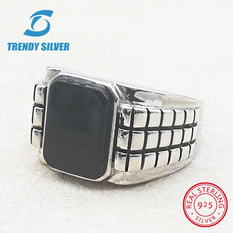 silver 925 fine jewelry man rings men accessories turquoise gemstone natural onyx agate wholesale TRENDY SILVER | Украшения и