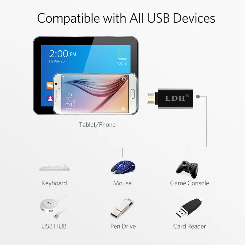 LDH V8 Micro USB 2 0 к OTG адаптер конвертер для мобильных телефонов|Переходники и