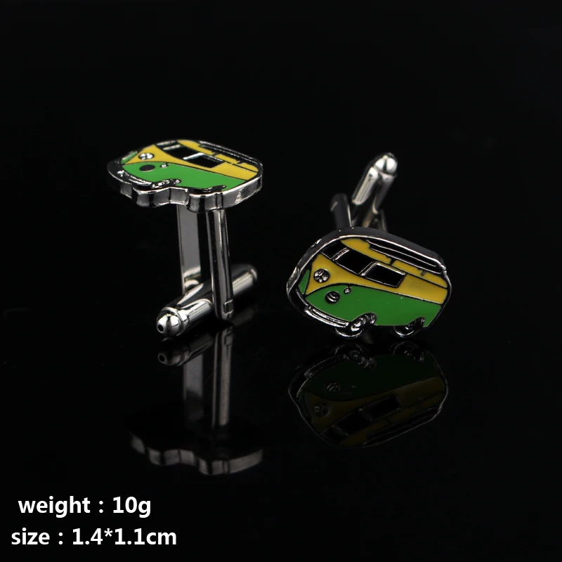 dongshengFashion Classic cars High Quality Green Bus Shape Cufflinks For Men Women Shirt Wedding Gift Cufflink for Party-40 | Украшения и