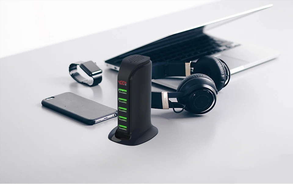 5 Порты и разъёмы зарядное устройство usb multi концентратор светодиодный Дисплей зарядка через usb док-станция Универсальный держатель для мобильного телефона для рабочего стола, настенные домашние зарядные устройства EU штепсельная вилка стандарта США