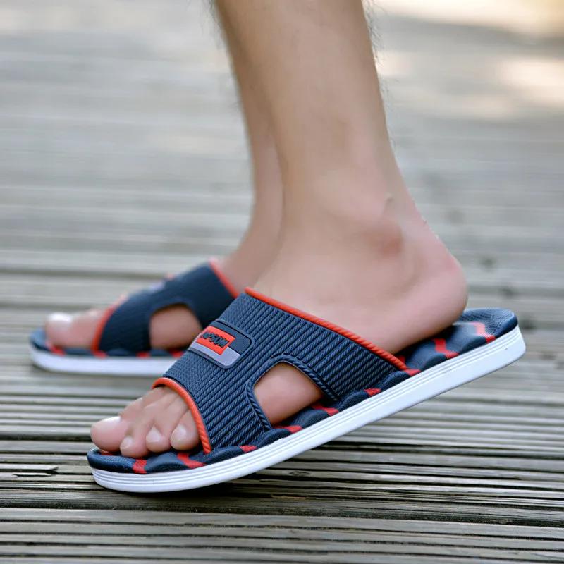 Мужские тапочки; пляжные сандалии; массажные Вьетнамки в полоску для мужчин; мужские шлепанцы; уличные комфортные тапочки; Pantuflas De Hombre