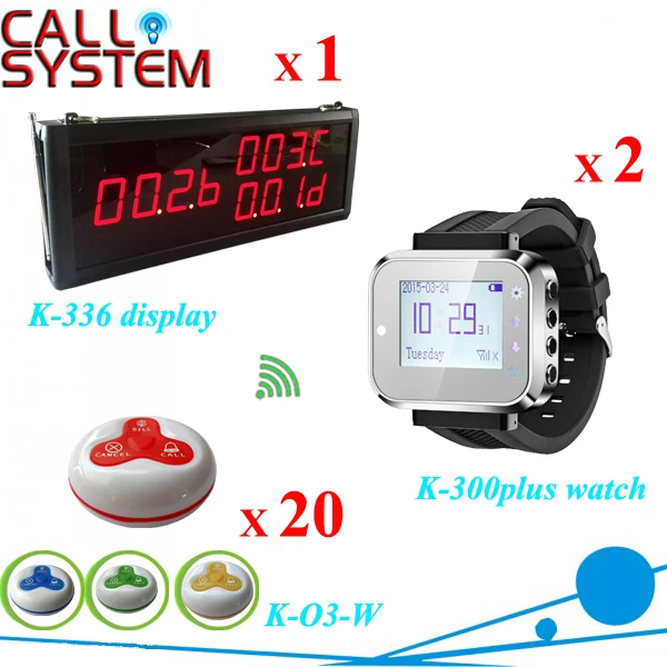 

Service call button with alphabet screen 1 piece W waiter watch 2 pieces W customer transmitter 20pcs CE Approved