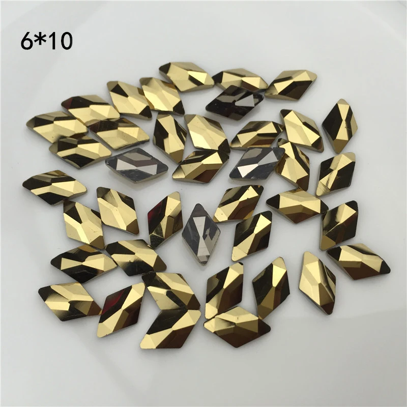 Zziell 20pcs Aurum Nail Art Decorations Stones Crystal Gold Glass Flatback Shape Rhinestones For 3D DIY Design Accessories | Красота и