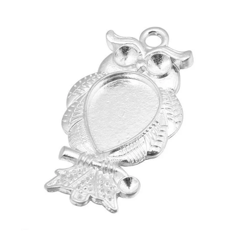 Подвеска с кабошоном в виде совы под античное серебро 20 шт. 10x16 мм | Украшения и