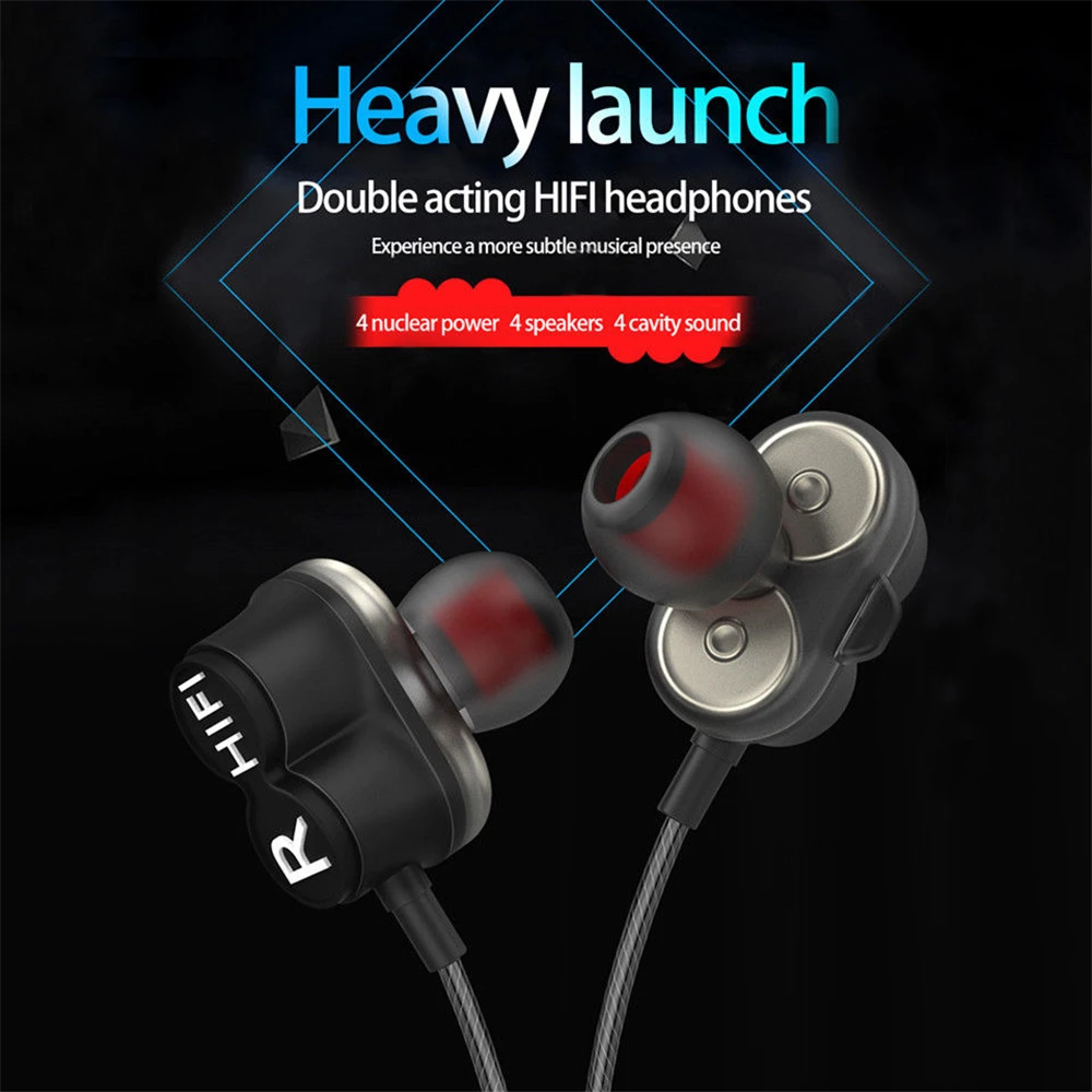 Музыкальные наушники-вкладыши, HIFI, двойной динамический привод, супер бас, Спортивная гарнитура, микрофон, арматура, спортивные наушники, высокое качество