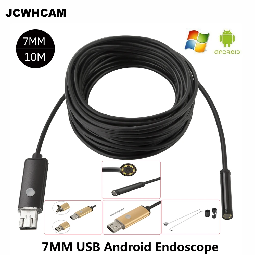 Камера эндоскопа JCWHCAM 10M 7 мм USB камера для Android водонепроницаемая бороскопическая
